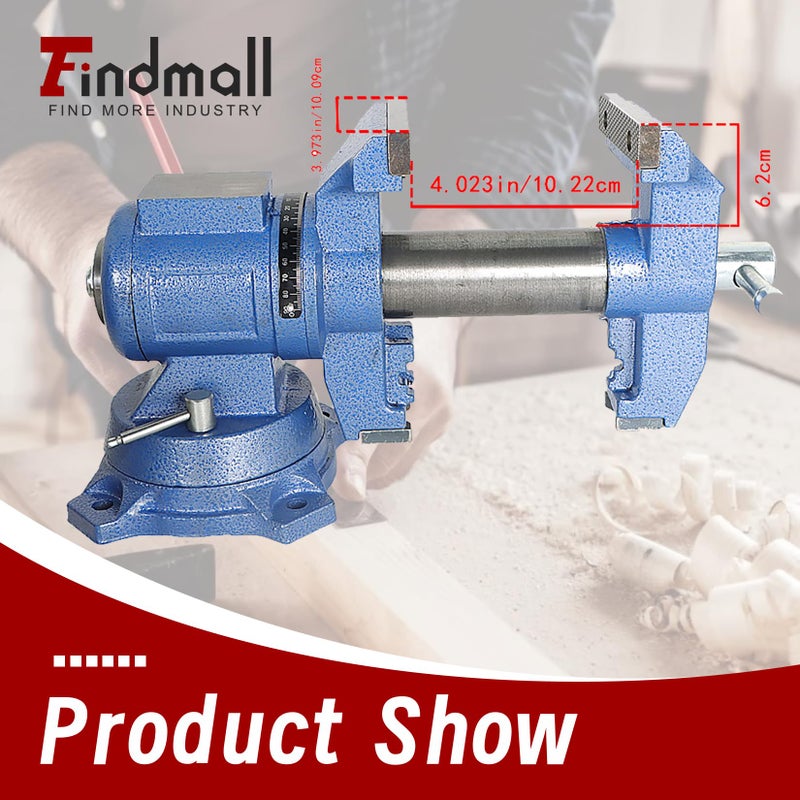 findmall Multipurpose Heavy Duty Multi-Jaw Vise with Swivel Base and Head for Clamping Fixing Equipment - 360-Degree Rotation, Home or Industrial Use (4 inch) - Image 3